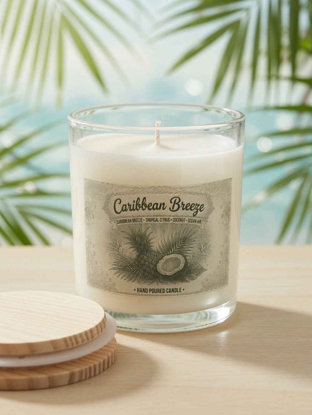 9oz Caribbean Breeze- Tropical Citrus Ocean Soy Wax Candle - Picture 2 of 2